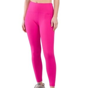 Bright Pink Ribbed High-Waisted Leggings